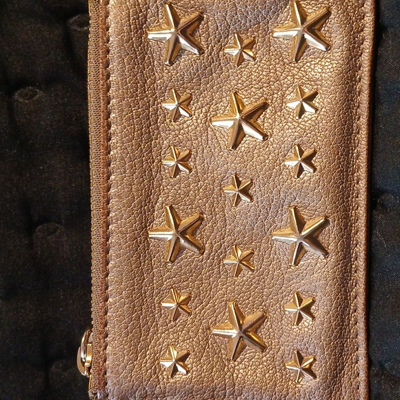 Jimmy Choo Gold Star-Studded Women's Leather Small Wallet - Picture 2 of 6
